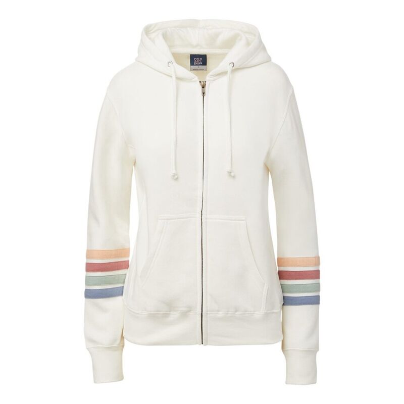 Women's Striped Sleeves Full-Zip Hooded Sweatshirt Thumbnail