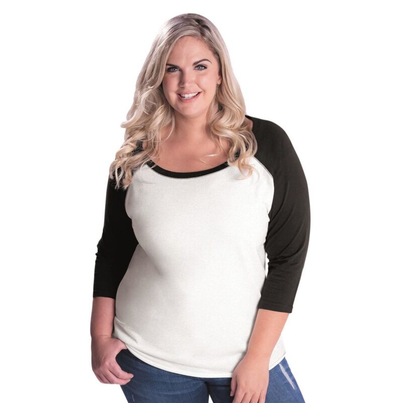 Women's Curvy Collection Baseball Three-Quarter Sleeve Tee Thumbnail